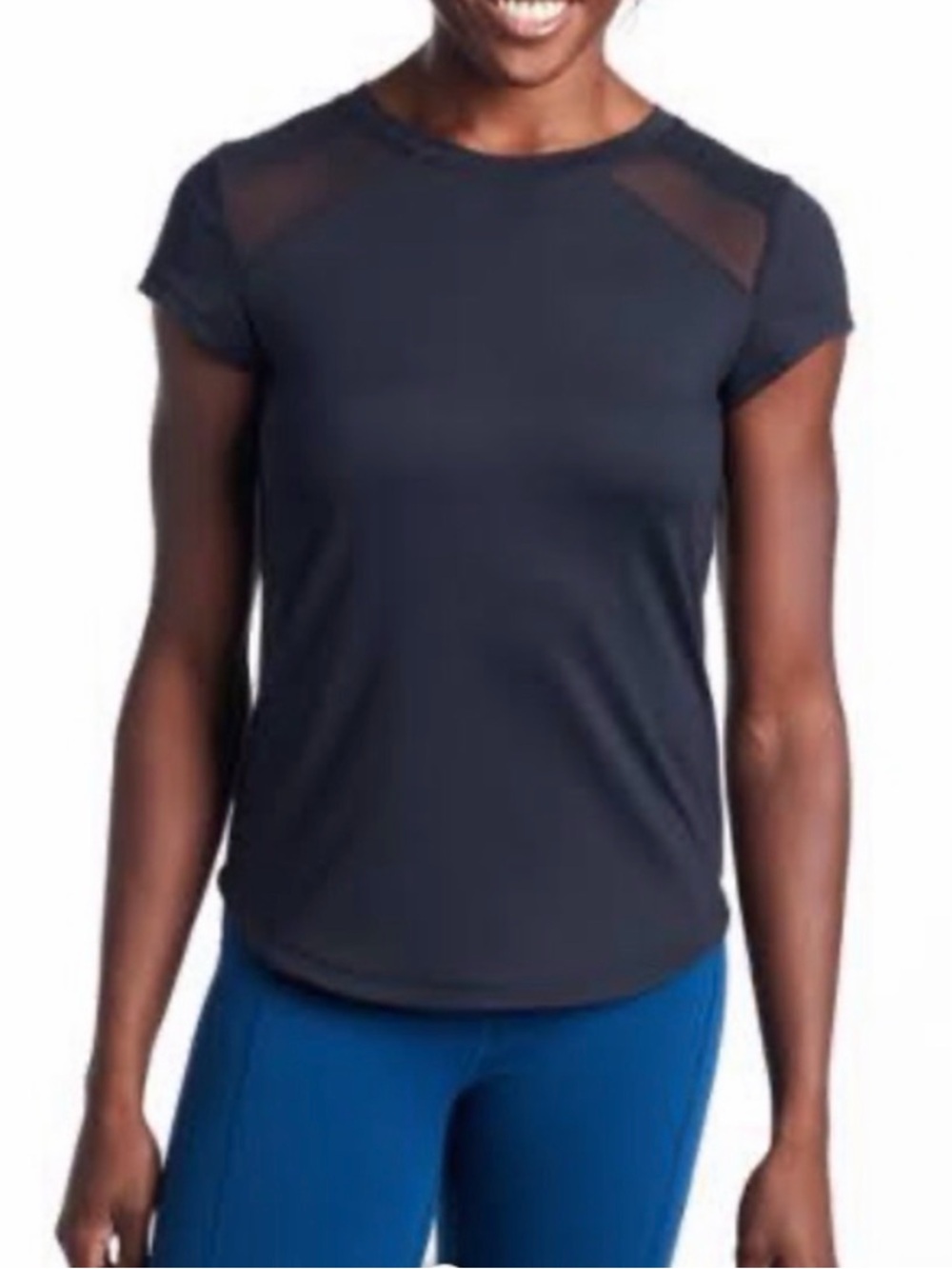 Oiselle Hawkeye Mesh Cap Sleeve Running Tee in Black, Women’s size 4